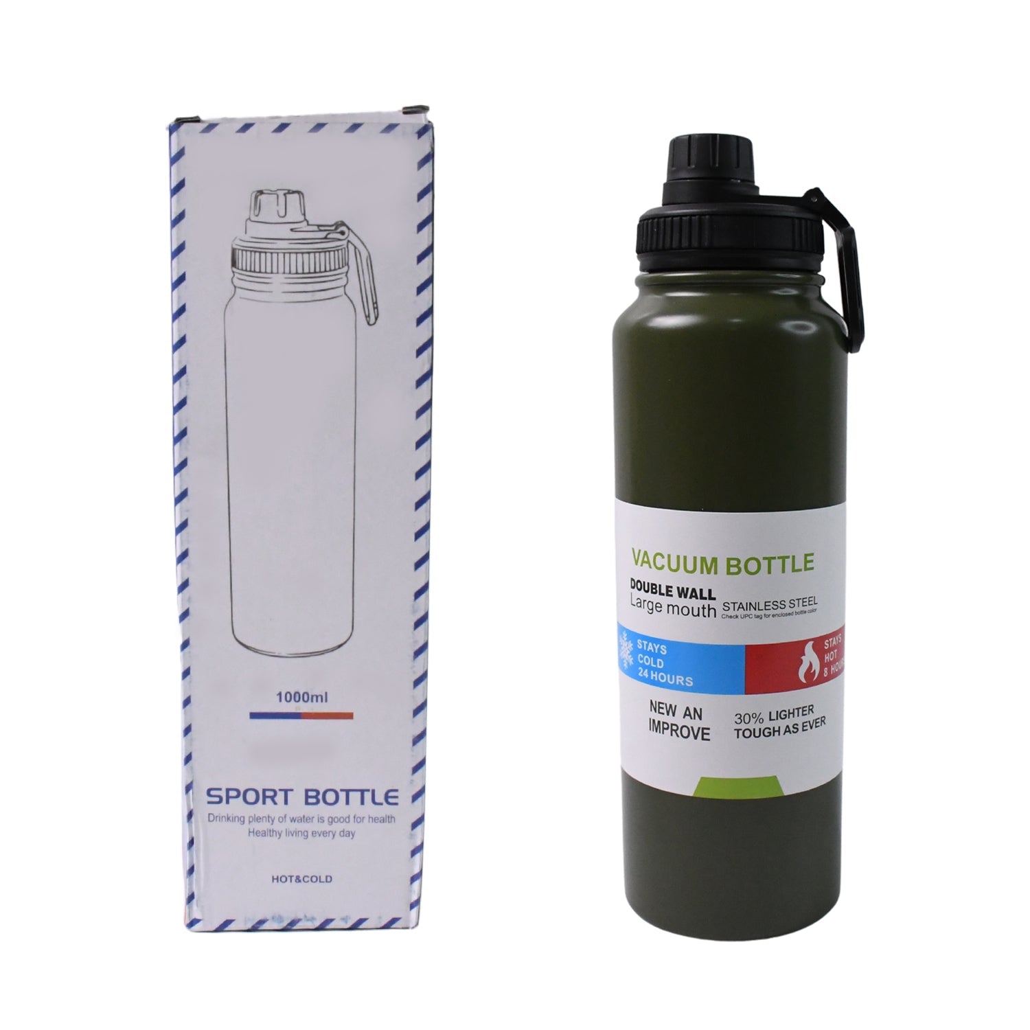 Stainless Steel Double Wall Vacuum-Insulated Drink Water Bottle (1000 ML / Mix Color) Stainless Steel Double Wall Vacuum-Insulated Drink Water Bottle (1000 ML / Mix Color)